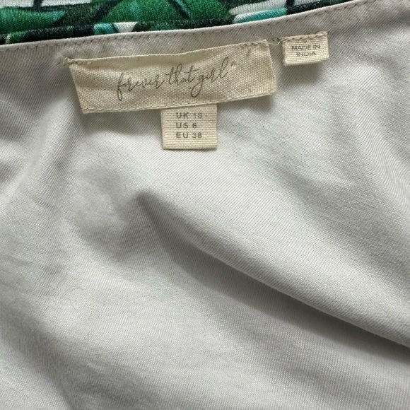 Anthropologie Forever that Girl One Shoulder Puff Sleeve Top Green Leaf SZ 6 - Picture 3 of 8